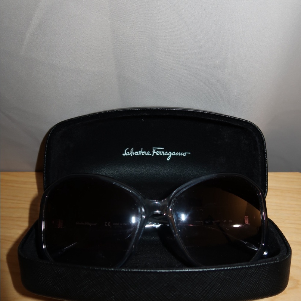 Salvatore Ferragamo Dark Gray / Black Sunglasses